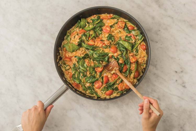 Cook the onion & chorizo