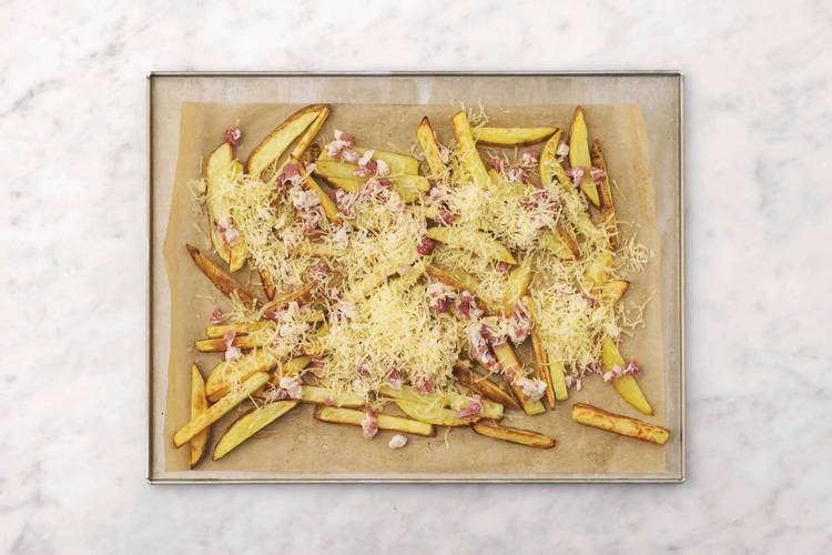 Bake the cheesy bacon fries