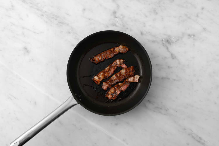 Cook bacon and start prep