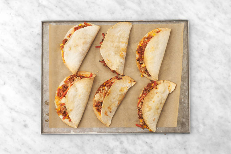 Bake the quesadillas 