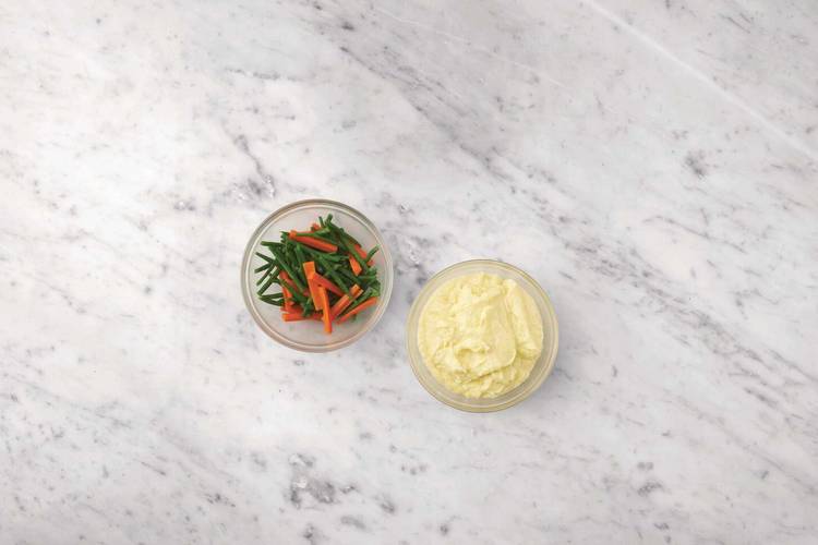 Steam the veggies and finish the mash