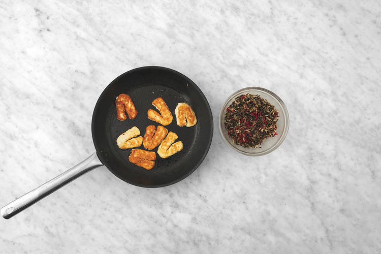 Heat the rice & cook the chicken