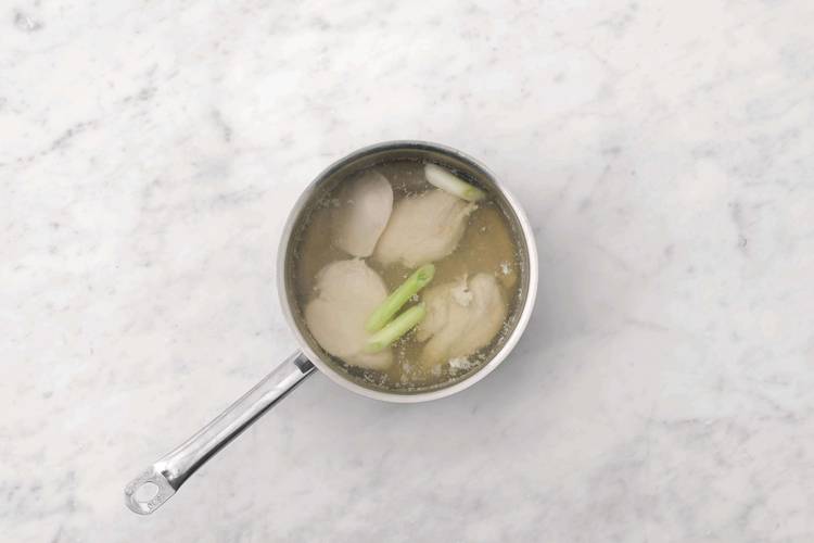 Get prepped & poach the chicken