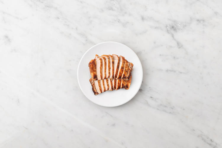 Finish gravy and slice chicken