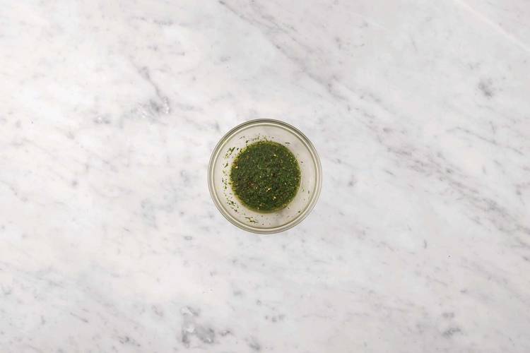 Make the homemade chimichurri sauce