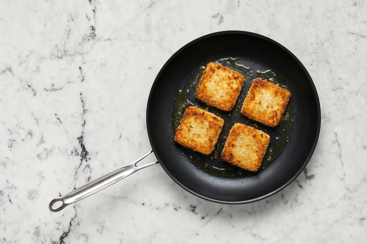 Fry halloumi schnitzel