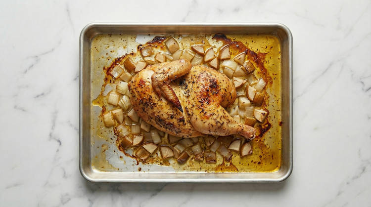 Roast Chicken, Onion & Pear