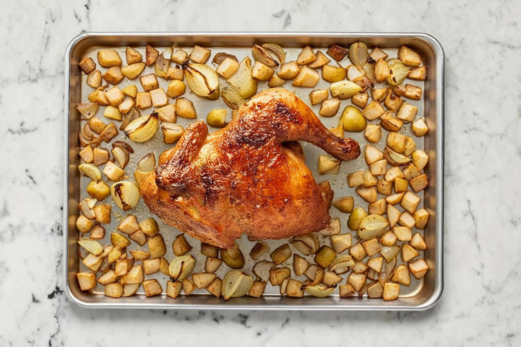 Roast Chicken, Onion & Pear