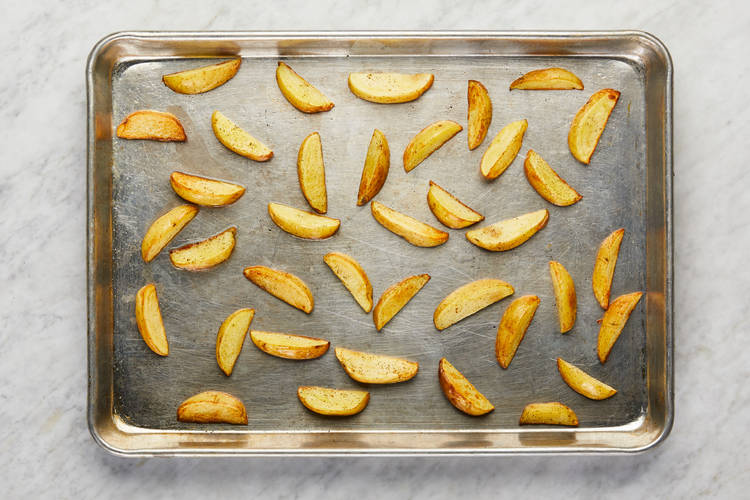 Pickle Veggies & Cook Potato Wedges