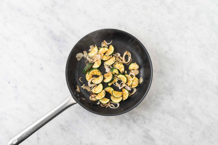 Cook veggies and chicken