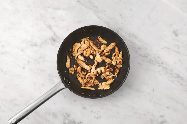 Cook the chicken & halloumi