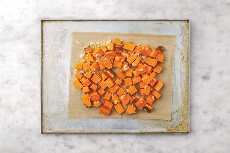 Roast the sweet potato & onion 