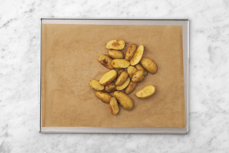 Roast the chat potatoes