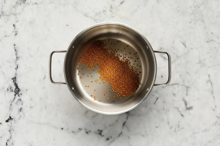 Toast sesame seeds and start prep