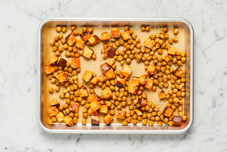 Préparer les pois chiches et les patates douces