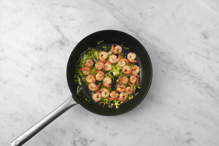 Cook the Prawns and Leek