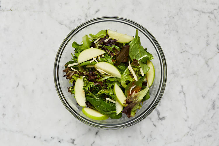 Make dressing and toss salad
