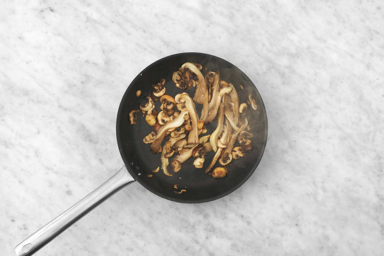 Cook mushrooms and chicken