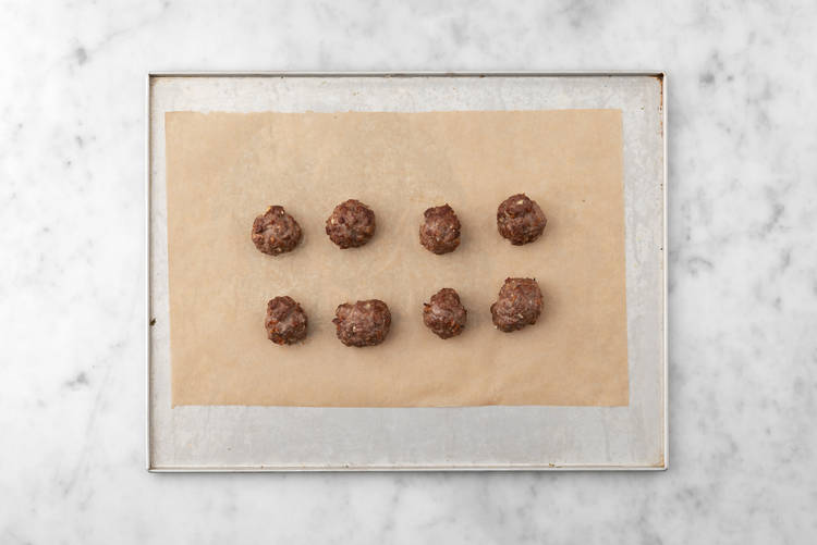 Form and roast Beyond Meat® meatballs