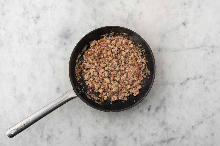 Fry the Sausage Meat and Bacon