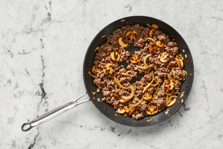 Finish cooking Beyond Meat® and veggies