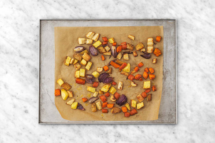 Ugnsrosta rotfrukter