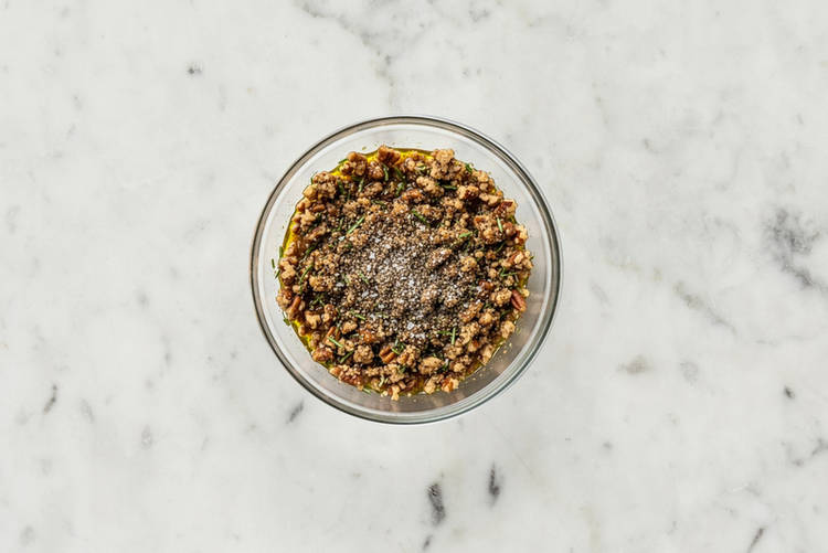 Prep rosemary and pecans