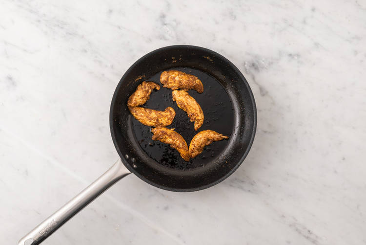 Cook the beef strips 