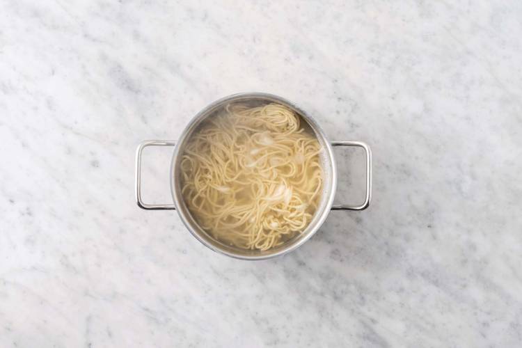 Cook the egg noodles & prep