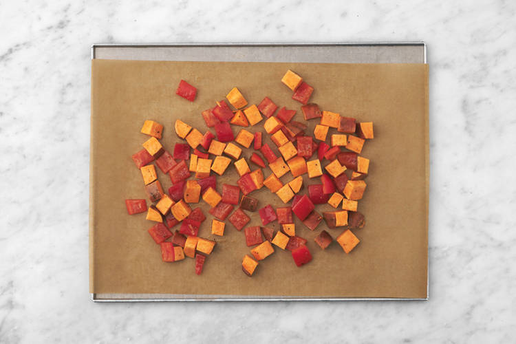 Roast the sweet potato & capsicum