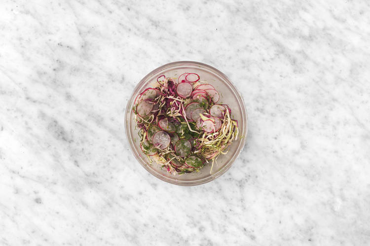 Toss the pickled cabbage