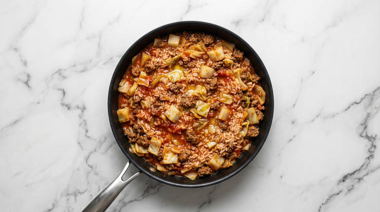 Cook Cabbage & Add Rice