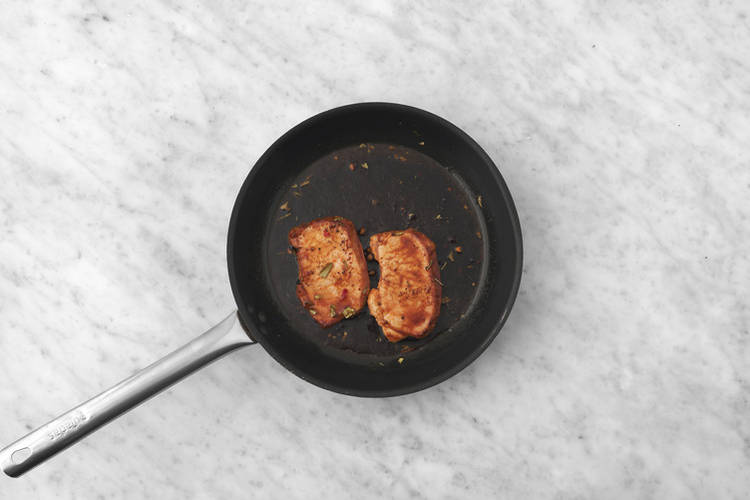 Cook the pork steaks