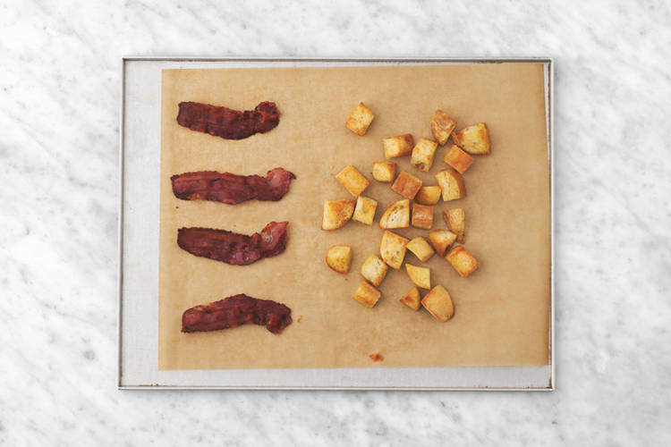 Bake the Croutons and Bacon