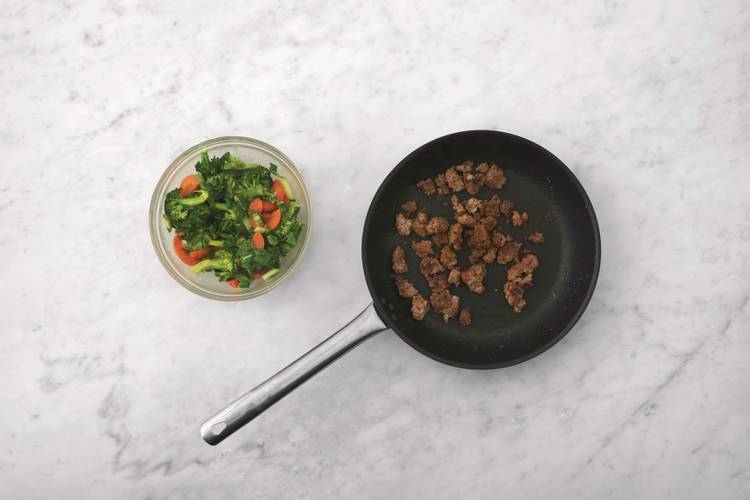 Cook the veggies & pork