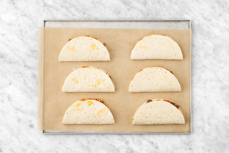 Arrange the quesadillas