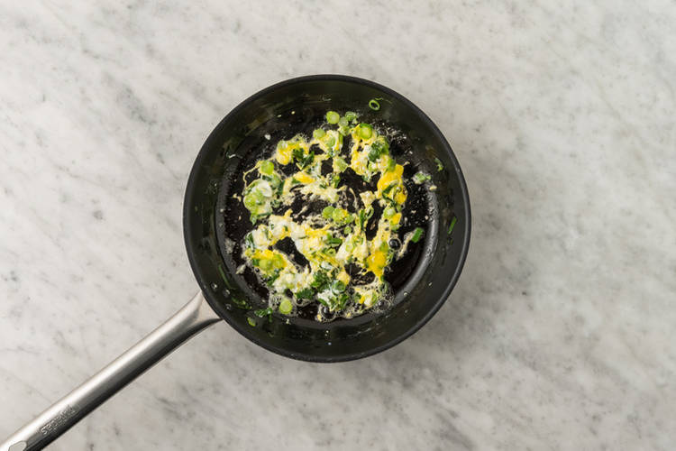 Get prepped & scramble the egg 