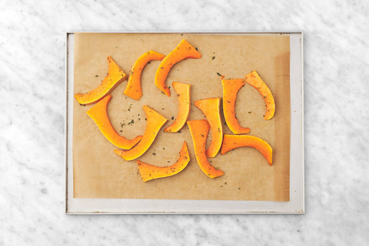Bake the pumpkin wedges 