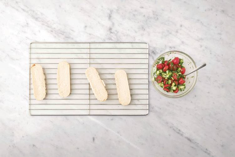 Heat the buns & toss the salsa