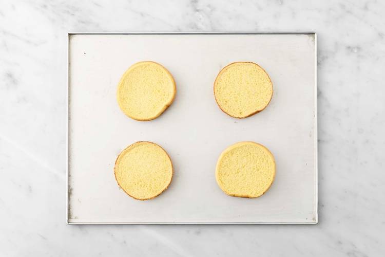 Toast buns and finish potatoes