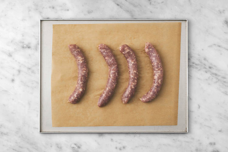 Bake the sausages & cook chicken