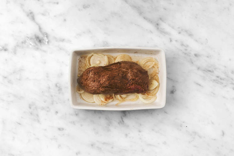 Bake the brisket & onion 