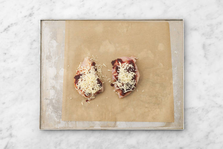 Bake the hasselback chicken