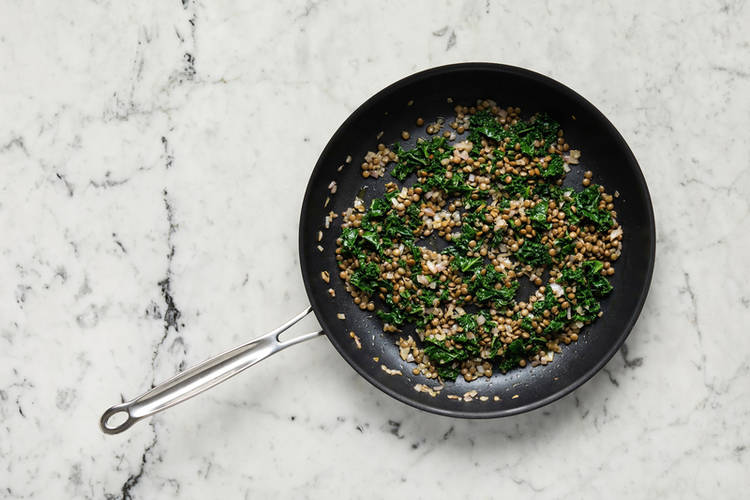 Cook lentils and kale