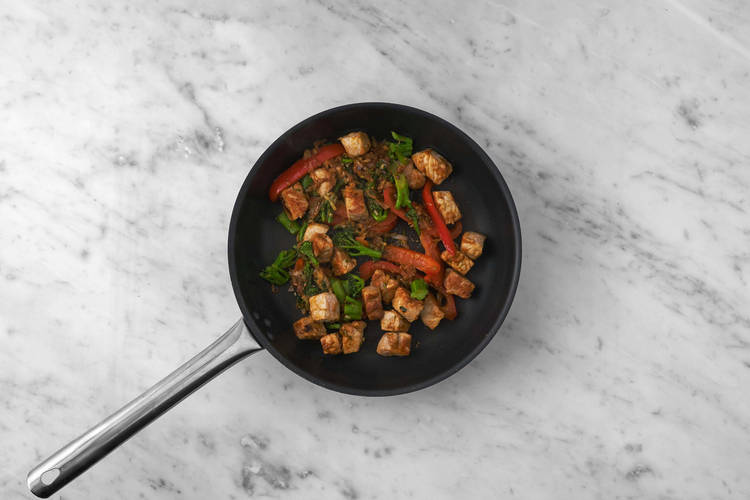 Steg kød og grøntsager