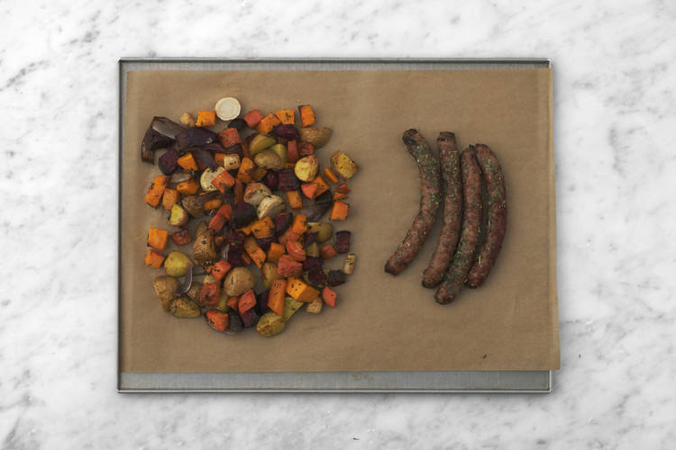 Roast the veggies & sausages