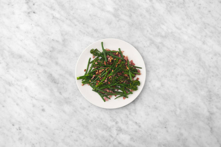 Cook the pancetta greens