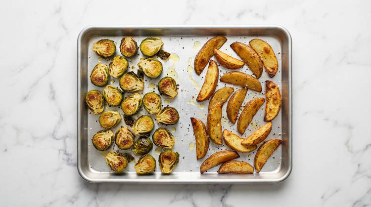 Roast Brussels Sprouts & Potatoes