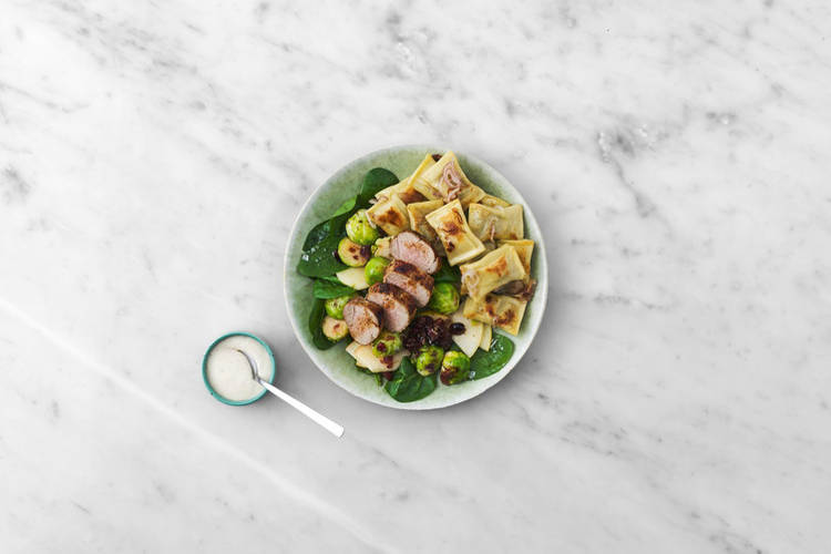 Fleisch braten und Anrichten