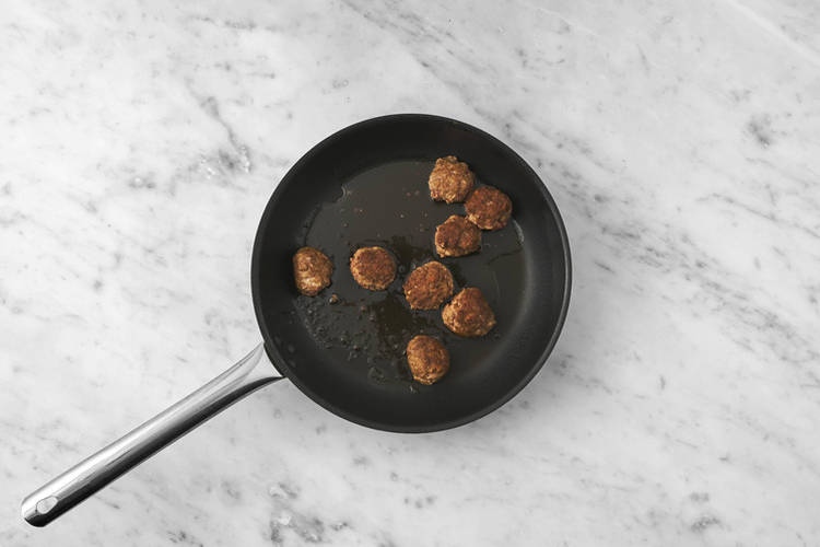 Cook the meatballs & haloumi